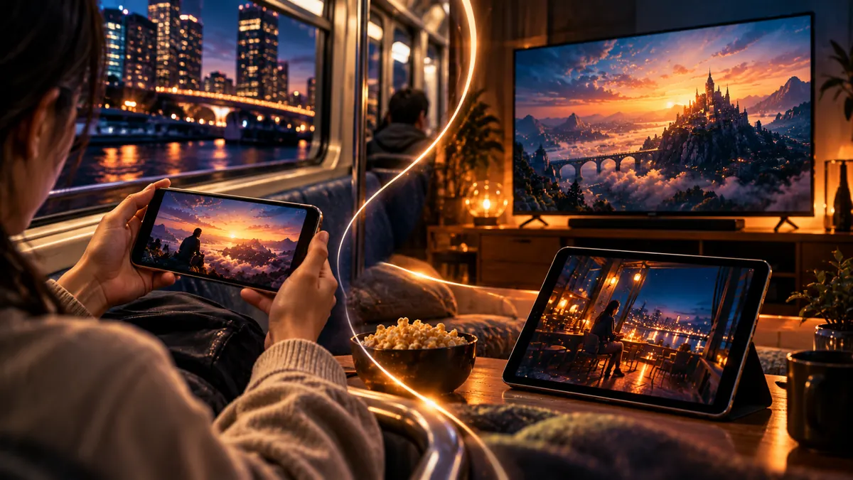 スマホとテレビとタブレットで視聴するイメージ